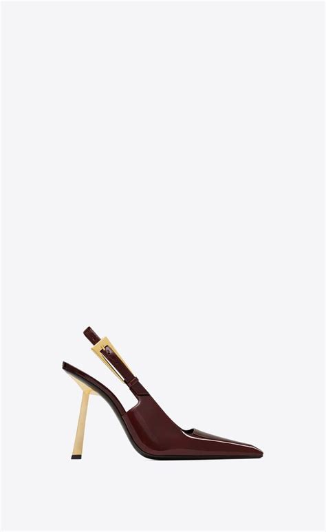 ysl heels burgundy|LEE slingback pumps in patent leather .